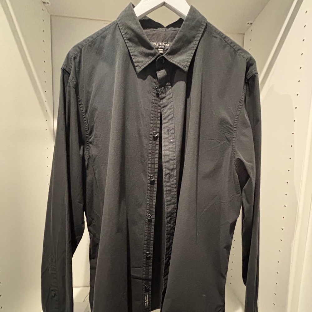 Rag And Bone, Black Button Down, Size Xl - image 1